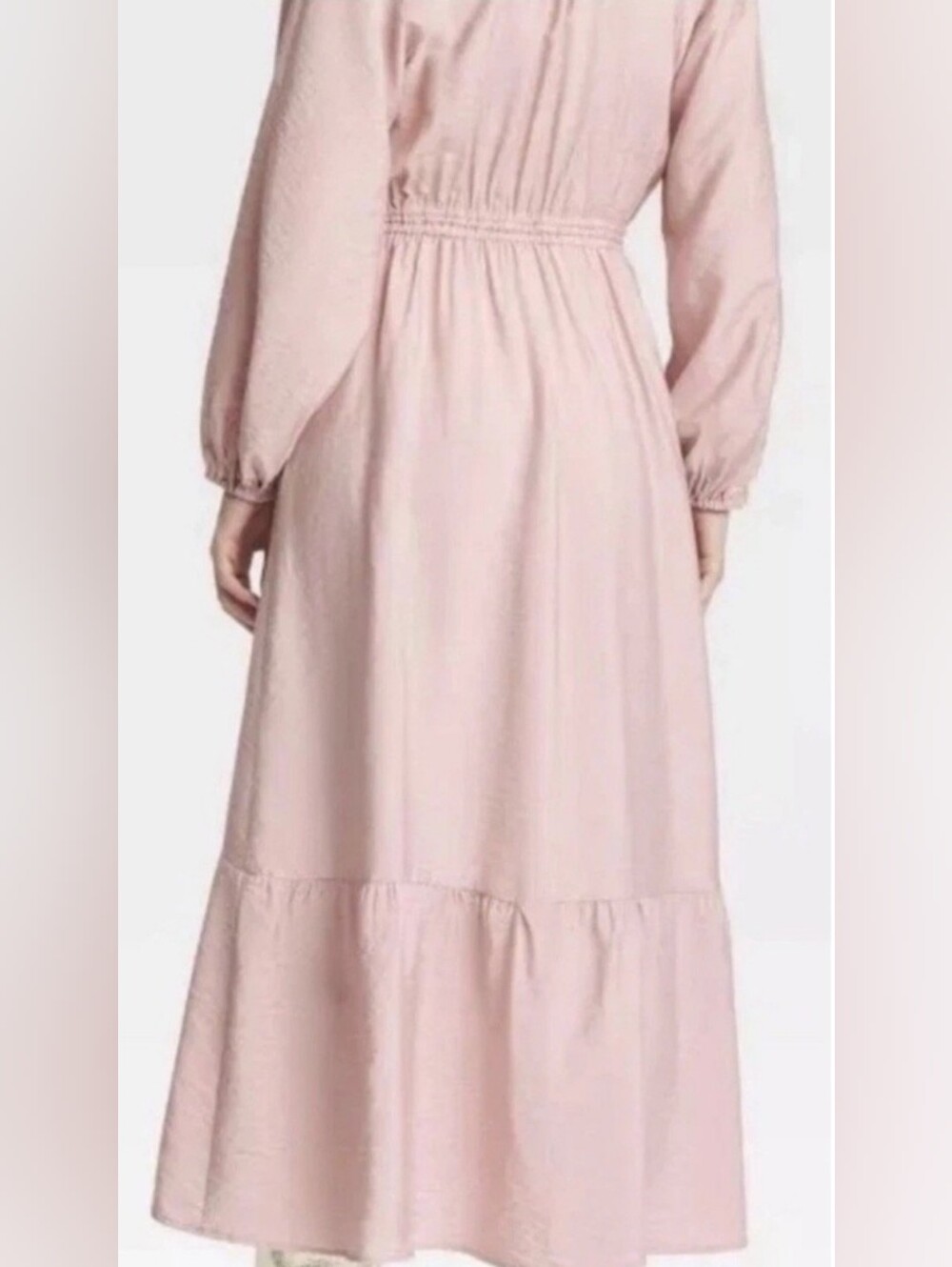 a new day Women’s Balloon Long Sleeve Tiered Midi Dress Blush Pink NWT Size: XL - Picture 2 of 9